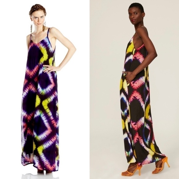 BUSAYO African Hand Dyed‎ Colorful Geometric
Print Sleeveless Maxi Slip Dress S - Picture 2 of 12